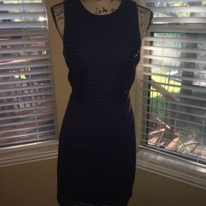 Navy Blue Sheath Eyelet Dress - M